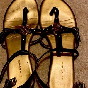 BCBG Black and gold sandals
